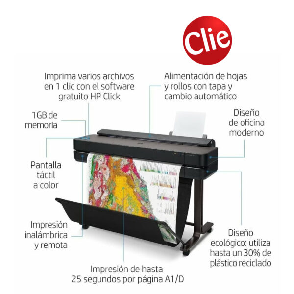 Plotter HP T650 36 pulgadas 5HB10A - Imagen 3
