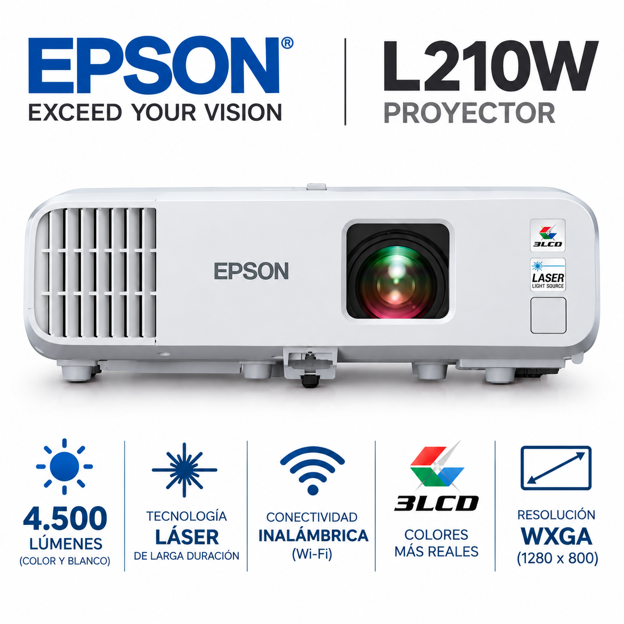Proyector Epson L210W V11HA70020 WXGA 3LCD